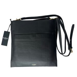 NEW Botkier Chelsea Pancake Black LEATHER CROSSBODY HANDBAG Slingback Zip Purse